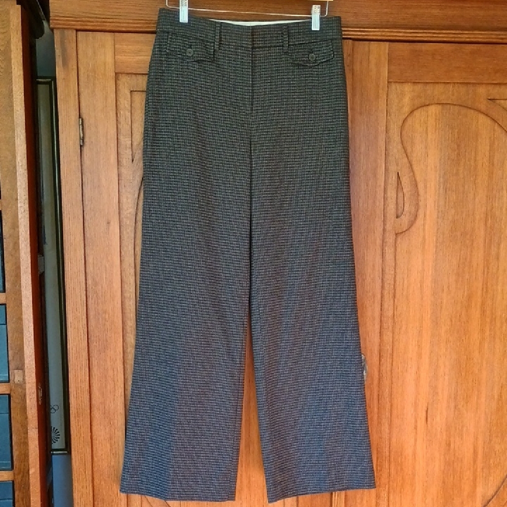 Loft Houndstooth Wide-Leg Trousers, Size 6